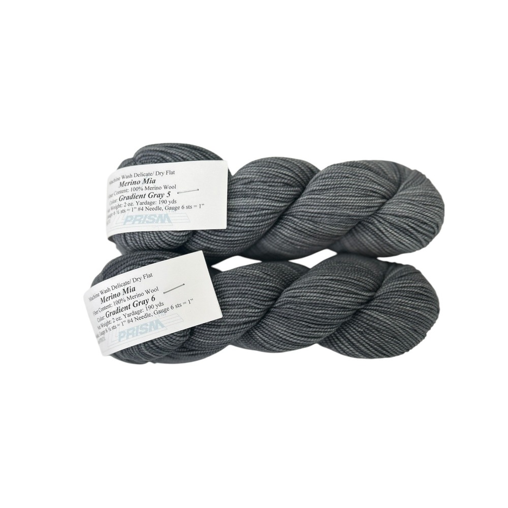 Prism Merino Mia Yarn 100% Merino Wool Gradient Gray Yard 190 x2 Yds  - Lot of 2